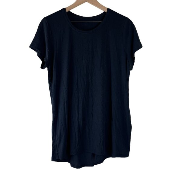 Lululemon Black Modal Open Up Tie Back Short Sleeve T-Shirt - Picture 2 of 5